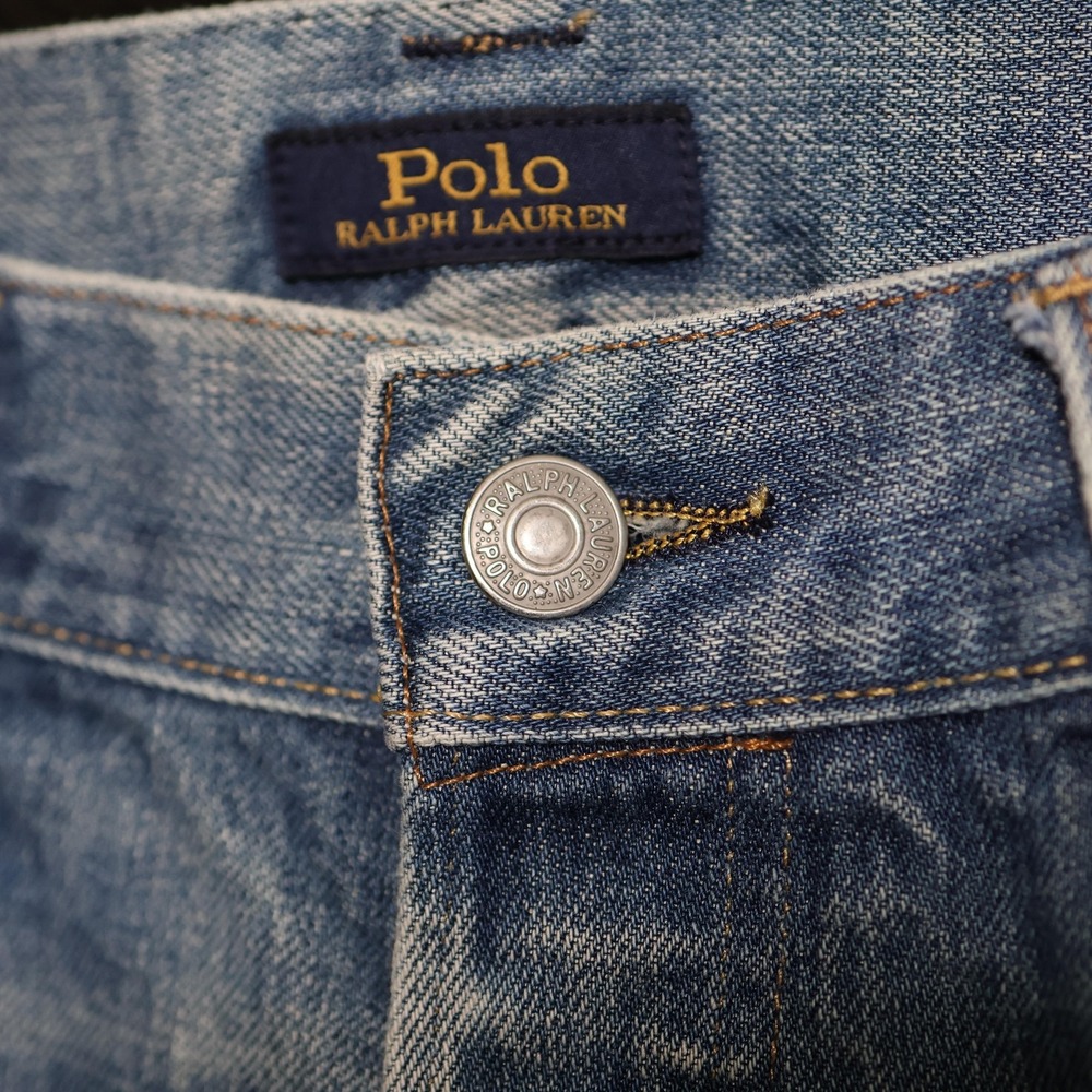Polo Ralph Lauren Jeans Mens 34x32 Blue Sullivan Slim Denim Whiskering Distress - Picture 6 of 16